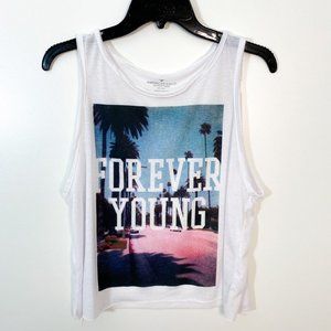 American Eagle Forever Young Graphic Tank White